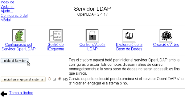 Iniciar el servidor LDAP.