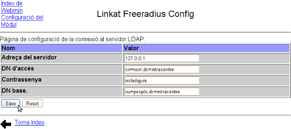 Configuració de l'LDAP.