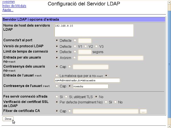 Configurar el client d'LDAP.