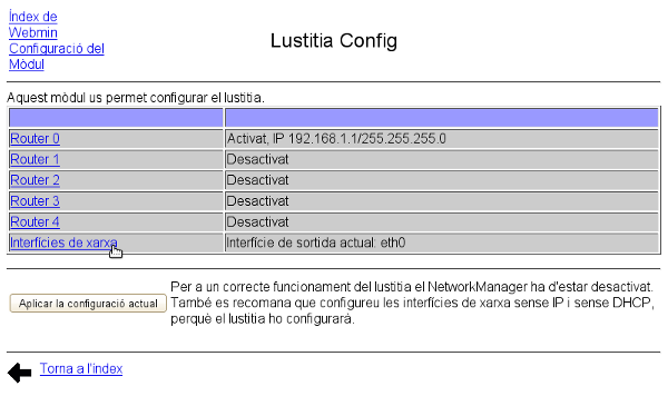 Mòdul de configuració del Lustitia.