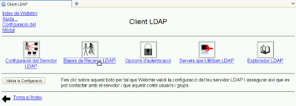 Apartat Base de Recerca de LDAP.