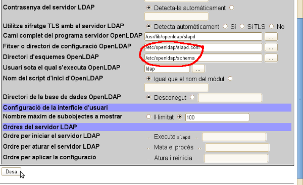 Correcció de l' error del servidor LDAP.
