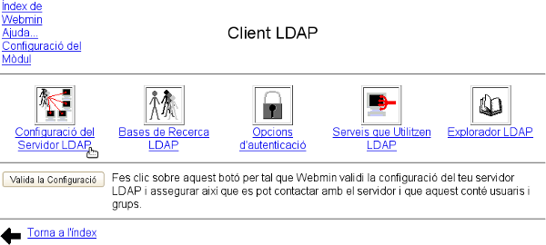 Configuració de la connexió amb el servidor LDAP.